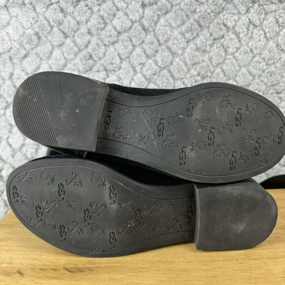 UGG Morgan Mid-Calf Womens Black Leather Suede Zip-Up Boots Size 6 - Picture 6 of 8